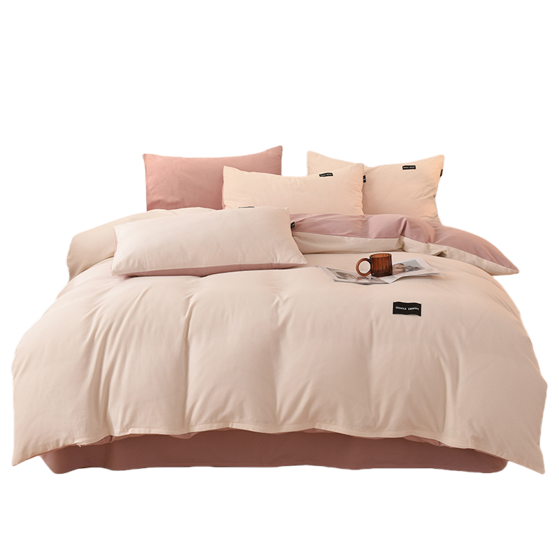 Brushed Cotton Solid-Color Winter Warm 3/4-Piece Bedding Set