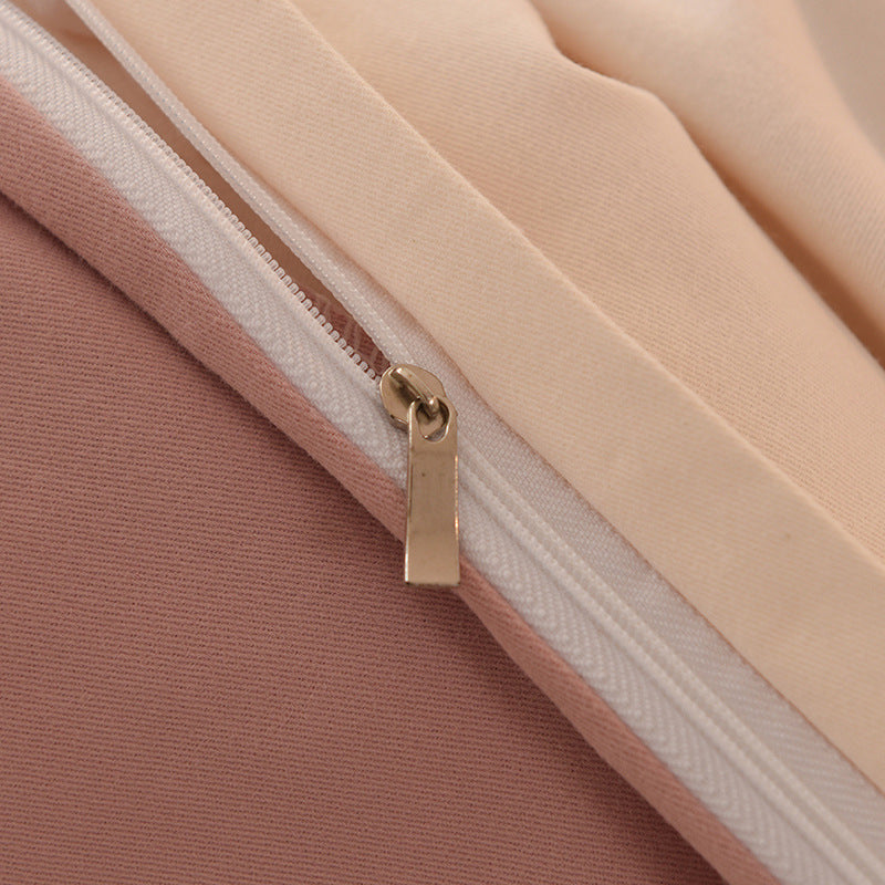 Brushed Cotton Solid-Color Winter Warm 3/4-Piece Bedding Set