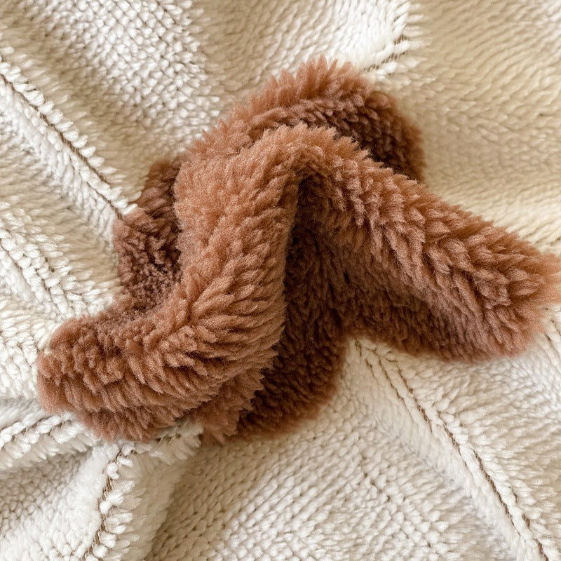 Modern Minimalist Milk Velvet Flat Sheet Bedding Set with Brown and White Floral Spots