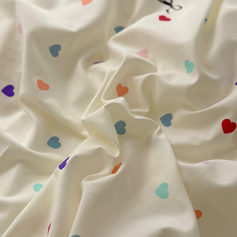 Modern Minimalist Reactive-Dyed Geometric Floral 4-Piece Bedding Set